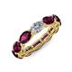 4 - Madison 6x4 mm Oval Lab Grown Diamond and Rhodolite Garnet Eternity Band 