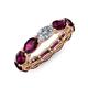 4 - Madison 6x4 mm Oval Lab Grown Diamond and Rhodolite Garnet Eternity Band 