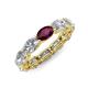 4 - Madison 6x4 mm Oval Diamond and Rhodolite Garnet Eternity Band 