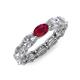 4 - Madison 6x4 mm Oval Diamond and Ruby Eternity Band 