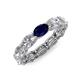 4 - Madison 6x4 mm Oval Lab Grown Diamond and Blue Sapphire Eternity Band 