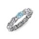 4 - Madison 6x4 mm Oval Lab Grown Diamond and Aquamarine Eternity Band 
