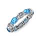 4 - Madison 6x4 mm Oval Diamond and Blue Topaz Eternity Band 