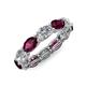 4 - Madison 6x4 mm Oval Diamond and Rhodolite Garnet Eternity Band 