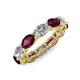 4 - Madison 6x4 mm Oval Diamond and Rhodolite Garnet Eternity Band 