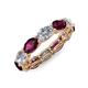 4 - Madison 6x4 mm Oval Diamond and Rhodolite Garnet Eternity Band 