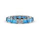 1 - Beverly 5x3 mm Emerald Cut Natural Diamond and Blue Topaz Eternity Band 