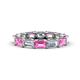 1 - Beverly 5x3 mm Emerald Cut Natural Diamond and Pink Sapphire Eternity Band 