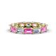 1 - Beverly 5x3 mm Emerald Cut Natural Diamond and Pink Sapphire Eternity Band 