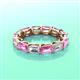 3 - Beverly 5x3 mm Emerald Cut Natural Diamond and Pink Sapphire Eternity Band 