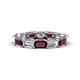 1 - Beverly 5x3 mm Emerald Cut Natural Diamond and Rhodolite Garnet Eternity Band 