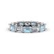 1 - Beverly 5x3 mm Emerald Cut Natural Diamond and Aquamarine Eternity Band 
