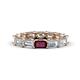 1 - Beverly 5x3 mm Emerald Cut Natural Diamond and Rhodolite Garnet Eternity Band 