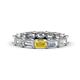 1 - Beverly 5x3 mm Emerald Cut Natural Diamond and Yellow Sapphire Eternity Band 