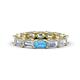 1 - Beverly 5x3 mm Emerald Cut Natural Diamond and Blue Topaz Eternity Band 