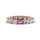1 - Beverly 5x3 mm Emerald Cut Natural Diamond and Pink Tourmaline Eternity Band 