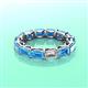 3 - Beverly 5x3 mm Emerald Cut Natural Diamond and Blue Topaz Eternity Band 