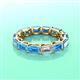 3 - Beverly 5x3 mm Emerald Cut Natural Diamond and Blue Topaz Eternity Band 