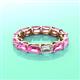 3 - Beverly 5x3 mm Emerald Cut Natural Diamond and Pink Sapphire Eternity Band 