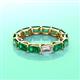 3 - Beverly 5x3 mm Emerald Cut Natural Diamond and Emerald Eternity Band 