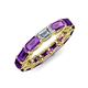 4 - Beverly 5x3 mm Emerald Cut Natural Diamond and Amethyst Eternity Band 