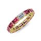 4 - Beverly 5x3 mm Emerald Cut Natural Diamond and Pink Tourmaline Eternity Band 