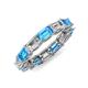 4 - Beverly 5x3 mm Emerald Cut Natural Diamond and Blue Topaz Eternity Band 