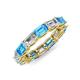 4 - Beverly 5x3 mm Emerald Cut Natural Diamond and Blue Topaz Eternity Band 