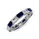 4 - Beverly 5x3 mm Emerald Cut Natural Diamond and Blue Sapphire Eternity Band 