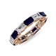 4 - Beverly 5x3 mm Emerald Cut Natural Diamond and Blue Sapphire Eternity Band 