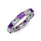 4 - Beverly 5x3 mm Emerald Cut Natural Diamond and Amethyst Eternity Band 