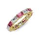 4 - Beverly 5x3 mm Emerald Cut Natural Diamond and Pink Tourmaline Eternity Band 