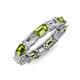 4 - Beverly 5x3 mm Emerald Cut Natural Diamond and Peridot Eternity Band 
