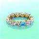 3 - Beverly 5x3 mm Emerald Cut Natural Diamond and Blue Topaz Eternity Band 