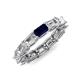 4 - Beverly 5x3 mm Emerald Cut Natural Diamond and Blue Sapphire Eternity Band 