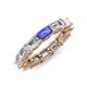 4 - Beverly 5x3 mm Emerald Cut Natural Diamond and Tanzanite Eternity Band 