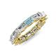 4 - Beverly 5x3 mm Emerald Cut Natural Diamond and Aquamarine Eternity Band 