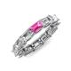 4 - Beverly 5x3 mm Emerald Cut Natural Diamond and Pink Sapphire Eternity Band 