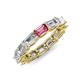 4 - Beverly 5x3 mm Emerald Cut Natural Diamond and Pink Tourmaline Eternity Band 