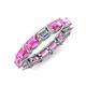 4 - Beverly 5x3 mm Emerald Cut Lab Grown Diamond and Pink Sapphire Eternity Band 