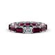 1 - Beverly 5x3 mm Emerald Cut Lab Grown Diamond and Rhodolite Garnet Eternity Band 