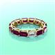 3 - Beverly 5x3 mm Emerald Cut Lab Grown Diamond and Rhodolite Garnet Eternity Band 