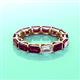 3 - Beverly 5x3 mm Emerald Cut Lab Grown Diamond and Rhodolite Garnet Eternity Band 