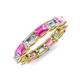 4 - Beverly 5x3 mm Emerald Cut Lab Grown Diamond and Pink Sapphire Eternity Band 