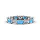 1 - Beverly 5x3 mm Emerald Cut Lab Grown Diamond and Blue Topaz Eternity Band 