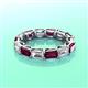 3 - Beverly 5x3 mm Emerald Cut Lab Grown Diamond and Rhodolite Garnet Eternity Band 