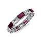 4 - Beverly 5x3 mm Emerald Cut Lab Grown Diamond and Rhodolite Garnet Eternity Band 