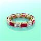 3 - Beverly 5x3 mm Emerald Cut Lab Grown Diamond and Ruby Eternity Band 