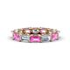 1 - Beverly 5x3 mm Emerald Cut Lab Grown Diamond and Pink Sapphire Eternity Band 
