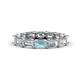 1 - Beverly 5x3 mm Emerald Cut Lab Grown Diamond and Aquamarine Eternity Band 